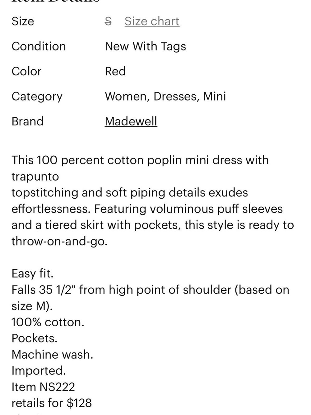 Madewell Burgundy Puff-Sleeve V-Neck Dress - Picture 8 of 8